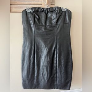 Faux leather mini dress
